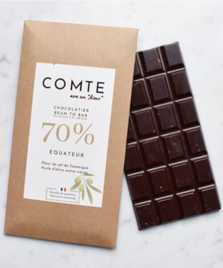 COMTE Ecuador Hacienda Eleonor fondente 70% con fior di sale della Camargue e olio extravergine di oliva