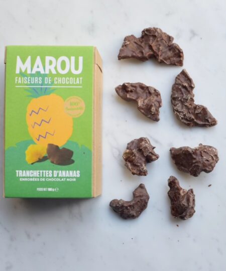 Marou Vietnam fette di ananas essiccato ricoperto di cioccolato fondente 65%