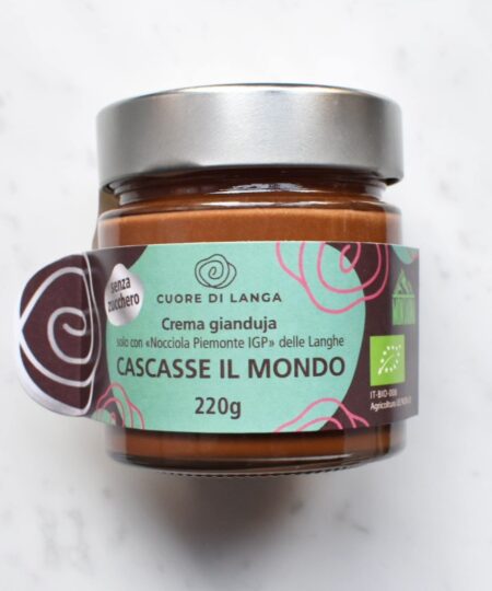 Cuore di Langa Crema spalmabile nocciole Piemonte IGP delle Langhe 70% e cacao Perù 30% - SENZA ZUCCHERO